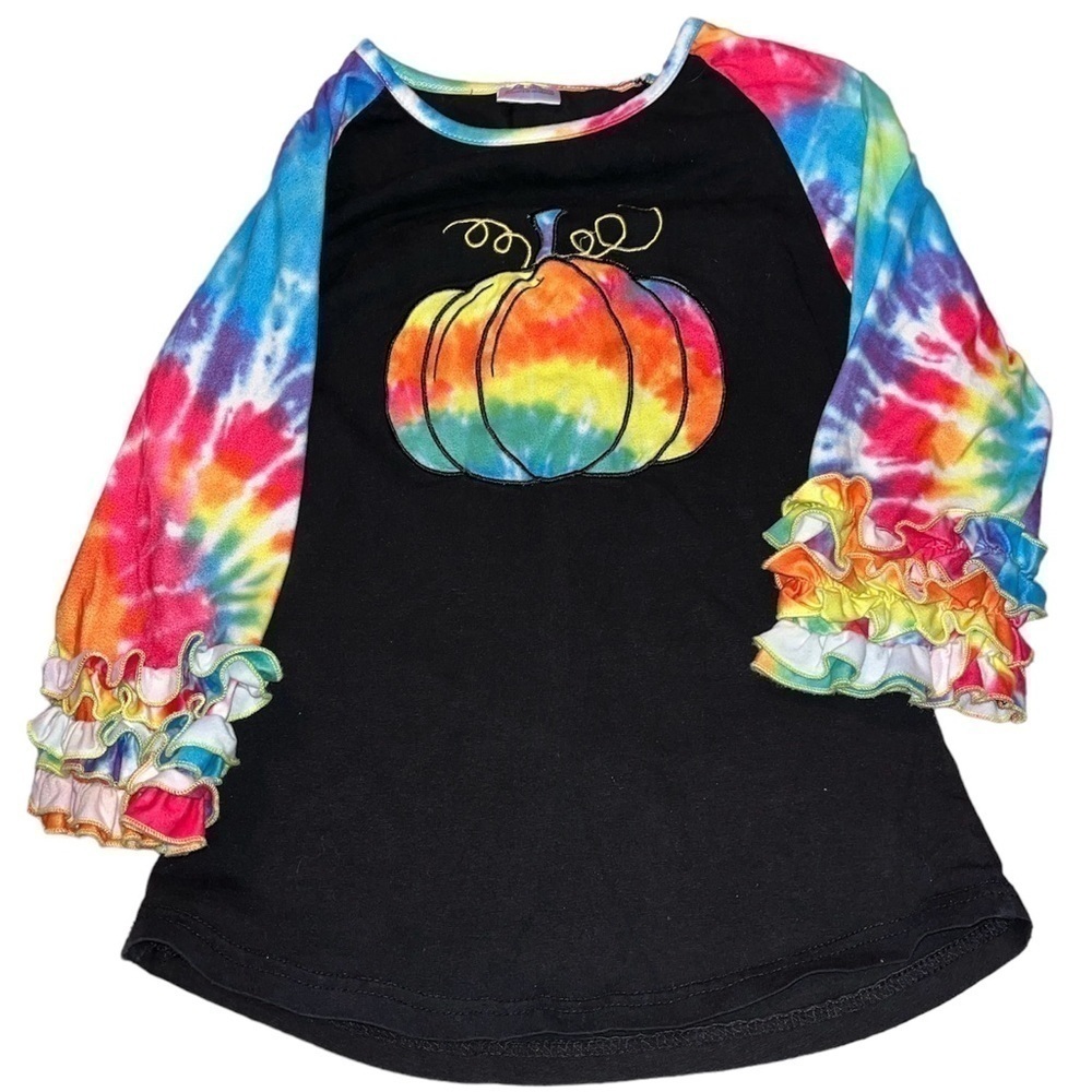Girls black n tie dyed pumpkin top